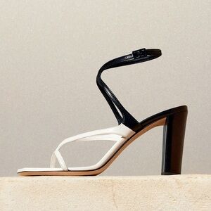 Jimmy Choo Azie 85mm Elegant Black and White Women Sandals, 39.5